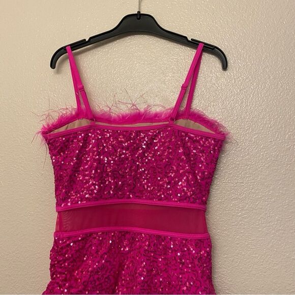 Weissman elite solo Dance costume hot pink sequin Barbie Dreams 17414 MA adult - Picture 4 of 10